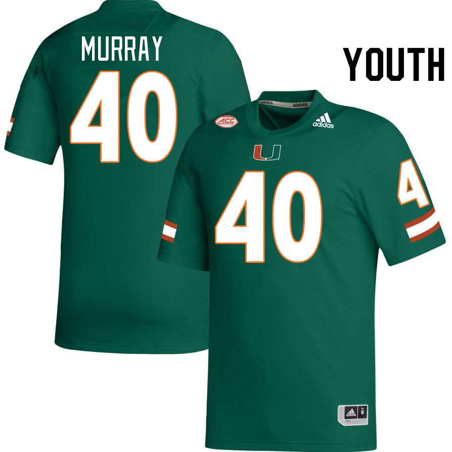 Youth #40 Abram Murray Miami Hurricanes College Football Jerseys Stitched-Green